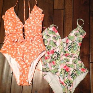 Zaful one-piece size medium NWT only orange/white